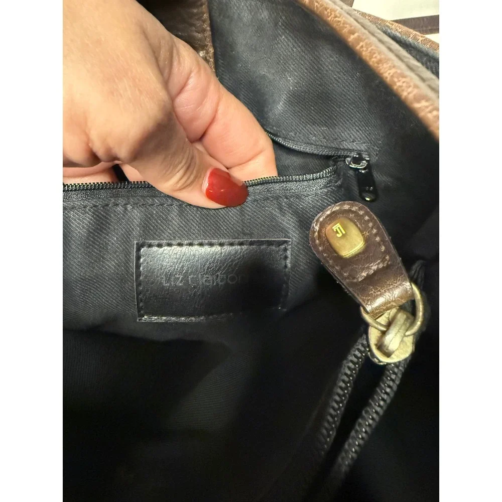 Vintage Liz Claiborne North South Leather Tote Chocolate Brown 90s